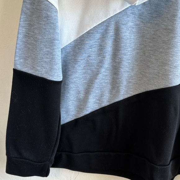 Colorblock Lightweight Slouchy Hoodie - White, Gray, Black from SHEIN Sz 1X - Picture 5 of 9
